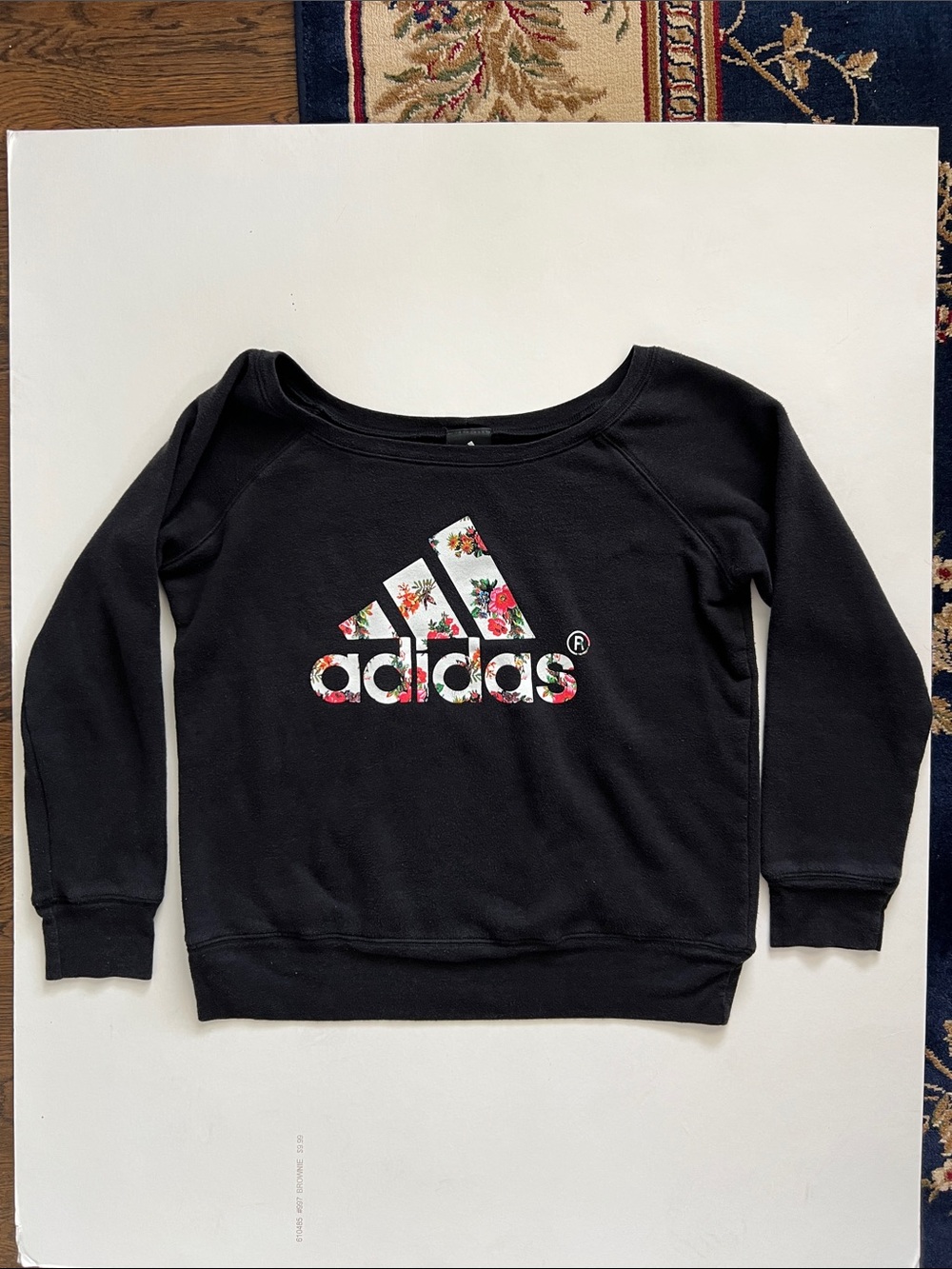 Adidas Black Sweatshirt with Floral Logo